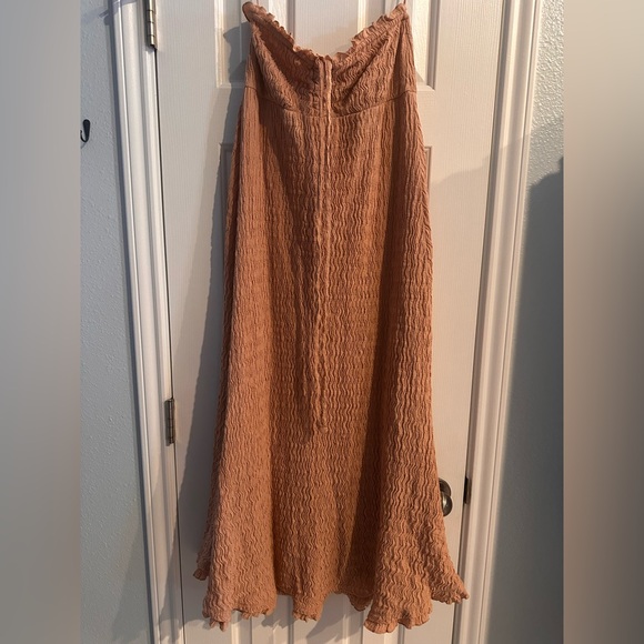 Free People Beach Amelia Halter Midi Dress Tuscany Tan Beige Women’s S Summer - Picture 3 of 12